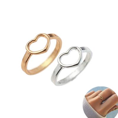 New Female Heart Shaped Simple Rings for Girl Plain Daily Anniversary Gift for Friends