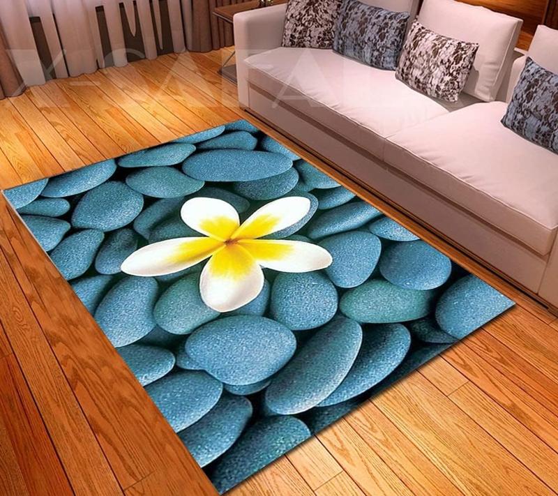 

2D Pebble Stone Rug Butterfly Flower Print Living Room Carpet Non Slip Washable Large Floor Mat for Bedroom Entryway Home Decor 40X60CM
