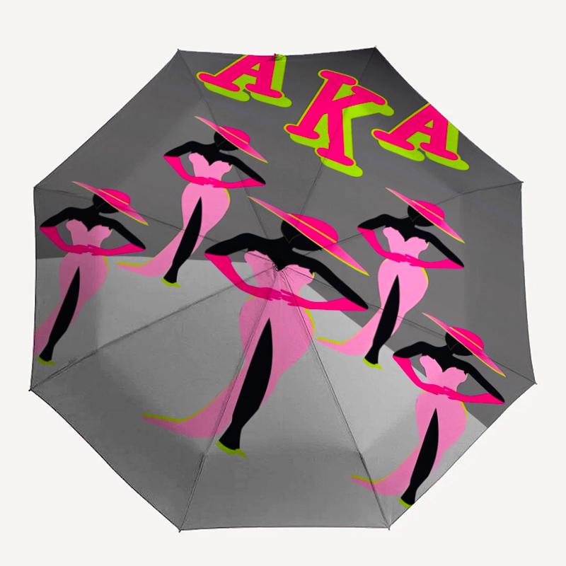 AKA Theme Automatic Umbrella, Lightweight & Portable, 8 Rib, Perfect for Outdoor Travel, Birthdays, Christmas, Gifts.