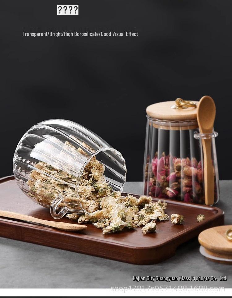 Transparent High-Borosilicate Glass Kitchen Storage Jars with Lids and Spoons