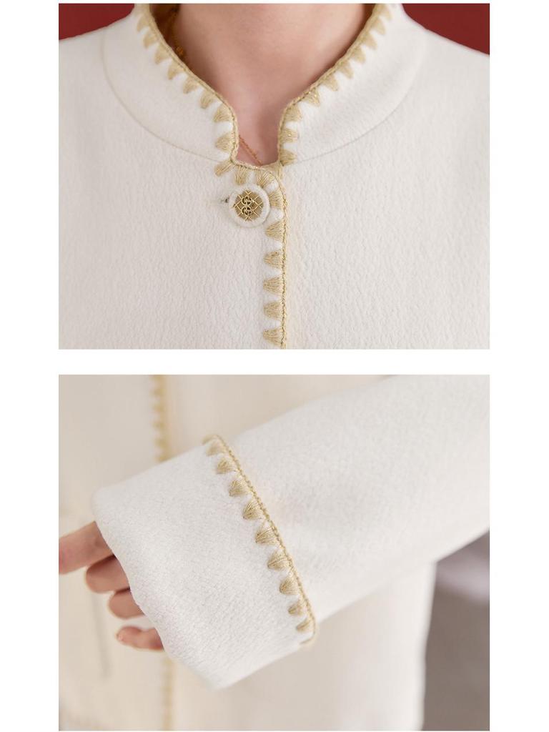 Sijiqing Autumn/Winter Wool Blend Acetate Coat - Gentle Korean Daily High-End Women's Top