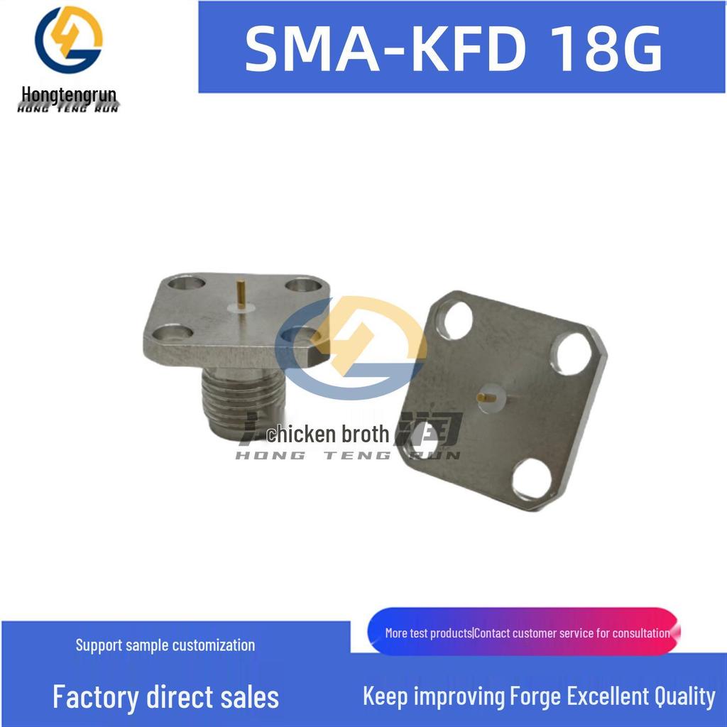 SMA Female RF Connector - Stainless Steel Four-Hole Flange, 18GHz