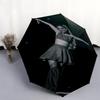 1pc Ayliva Pattern Umbrella Portable Folding Umbrella Iron Frame Hole Bone Structure Outdoor Home Umbrella