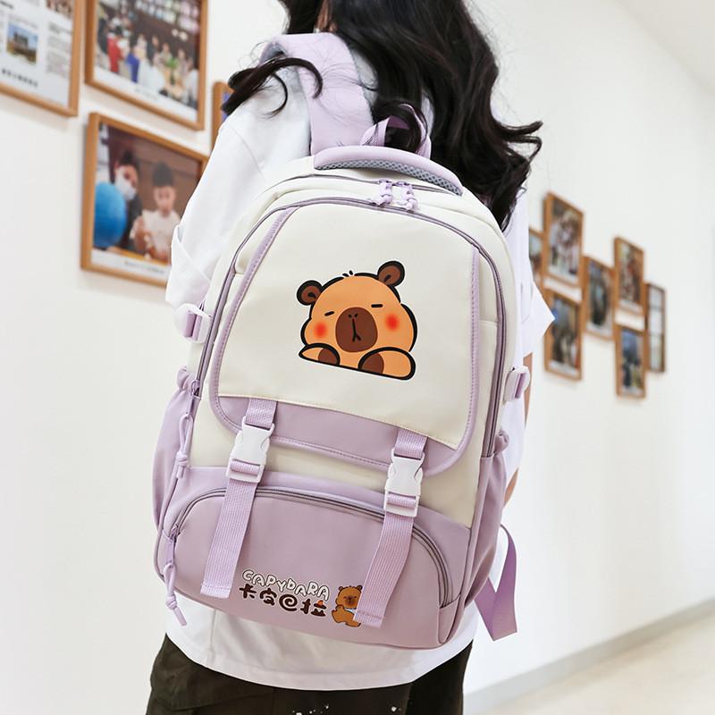Capybara Kids Pattern Backpack Ergonomic Shoulder Straps Bag For School Travel