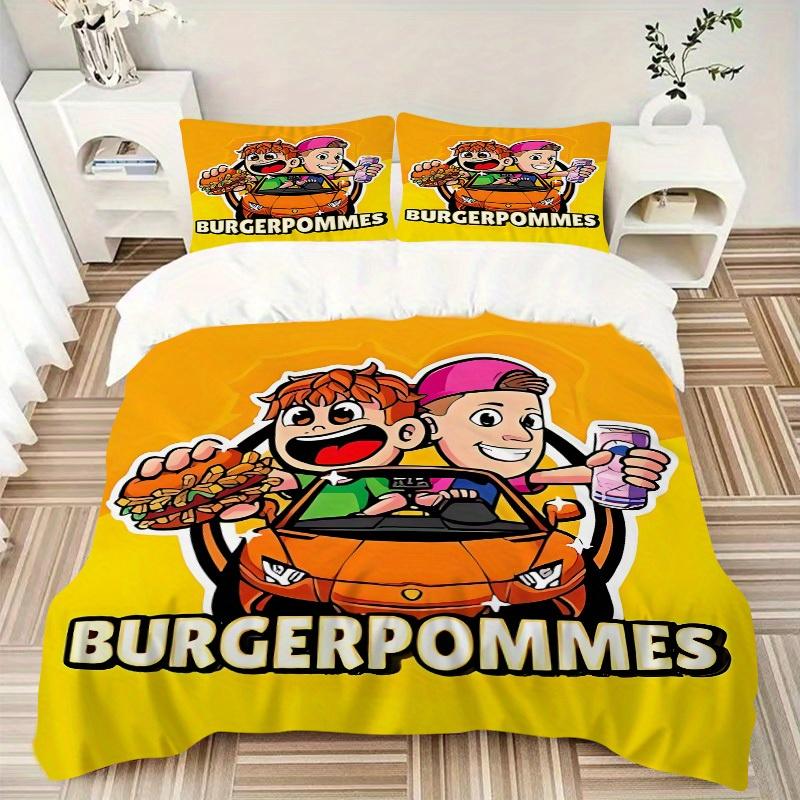 

3pcs BurgerpommesFastfood Bedding Set Down Comforter Cover and Pillowcases, Suitable for All Seasons(No Insert)-0729013 135x200cm