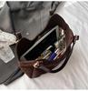 Vintage Suede Handbag Women Commuter Tote Bag Shoulder Underarm Bag