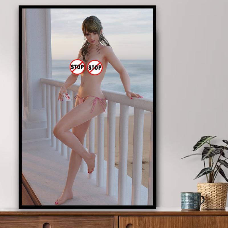 Nieocenzurowana gra seksowna piękność Kasumi plakat na płótnie dekoracja malarstwo NFSW dla dorosłych naga 18+ naga sztuka ścienna mural Rule34 graficzny