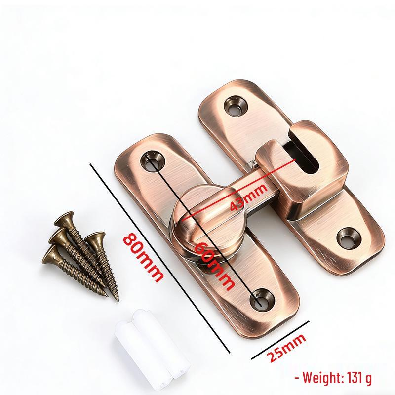 Zinc Alloy No-Punch 90° Door Latch - Thickened Push-Pull Sliding Door Lock Buckle