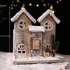 Christmas Decoration Snow Village House with Warm LED Lights Ornament for Party