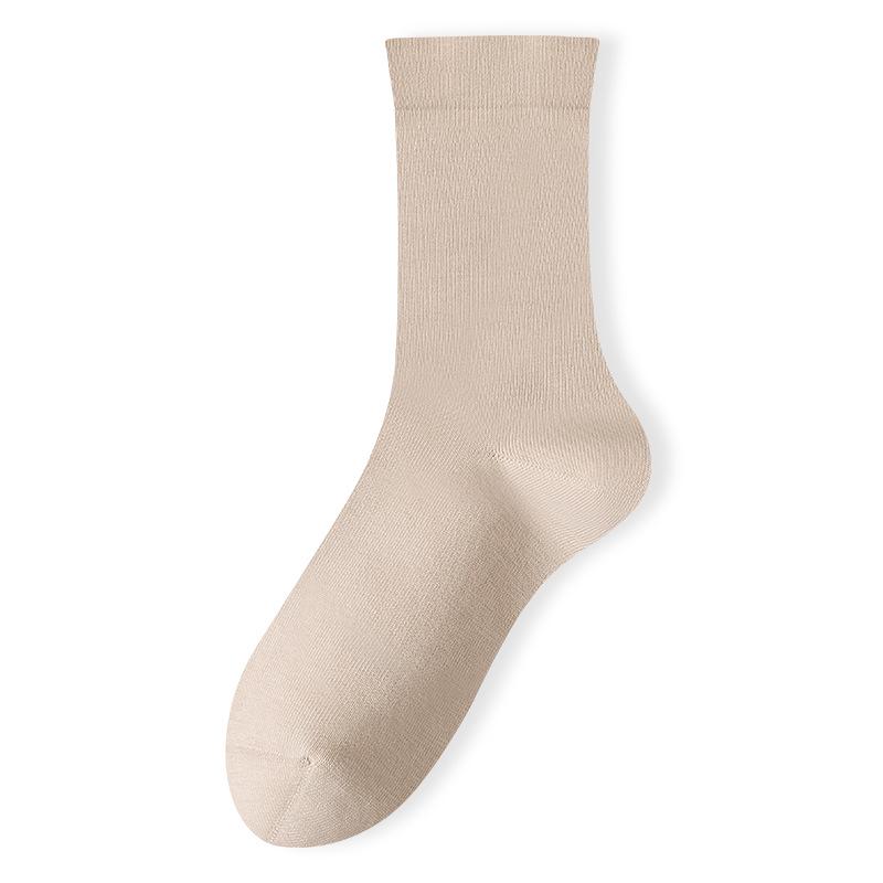 Women's White Medium-Length Cotton Socks - Boneless, Deodorant, Perfect for Spring and Autumn