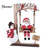 Wooden Snowman Decorations 3D Santa Swing Tabletop Decor, Christmas Ornament, Hand Painted Xmas Gift Farmhouse Indoor Shelf Mantel Display,