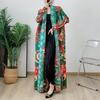 2024 Versatile Pleated Long Sleeve Cape Jacket for Women - Muslim Fashion Print, Middle Eastern Style