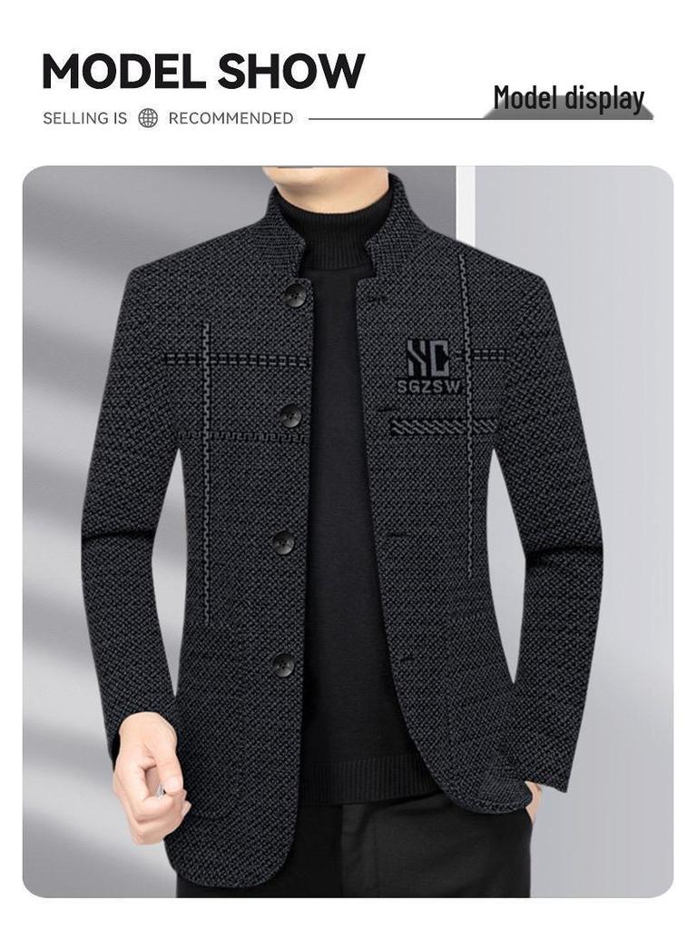 2025 Autumn/Winter Men's Wool Coat for Middle-Aged and Elderly – Business Casual Dad Style, High-Quality Outerwear.
