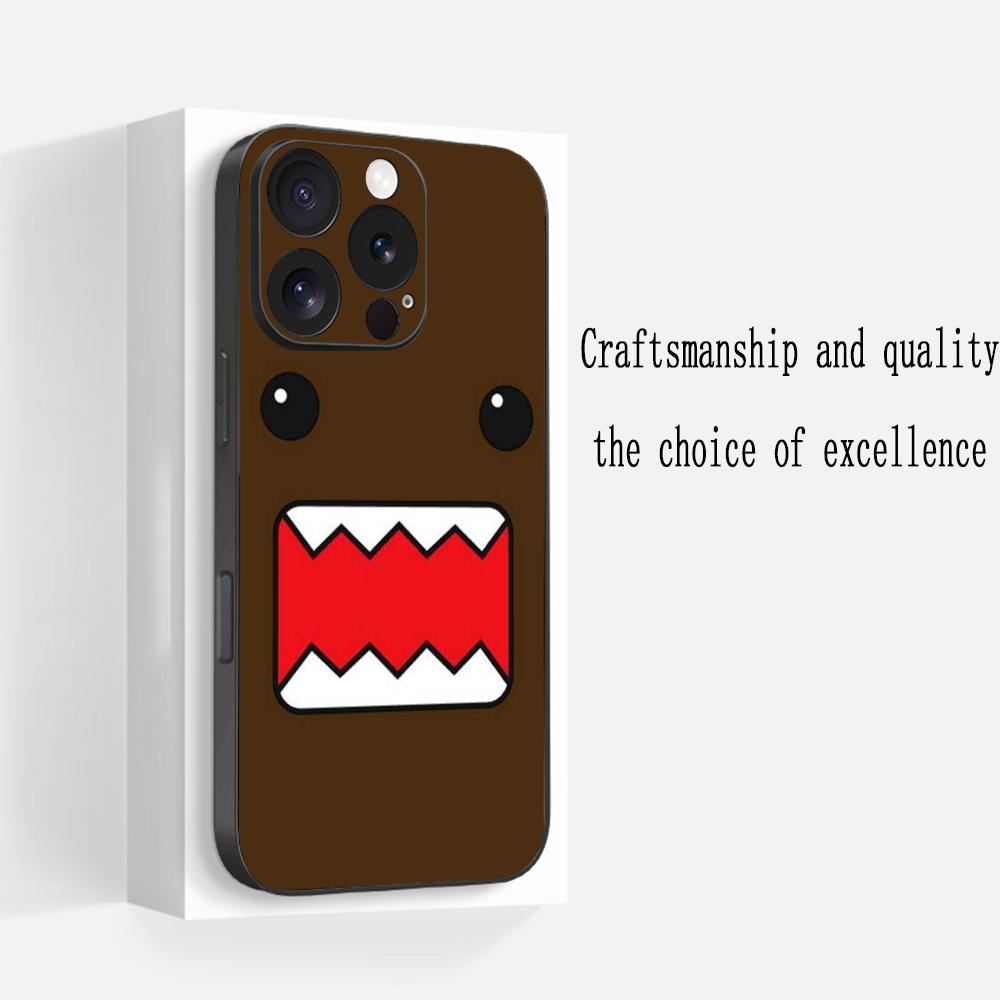Domo kun cute cartoon anime pattern Phone Case For iPhone 17 16 e 15 14 13 12 Plus Mini Pro Max Soft black Shockproof Cover