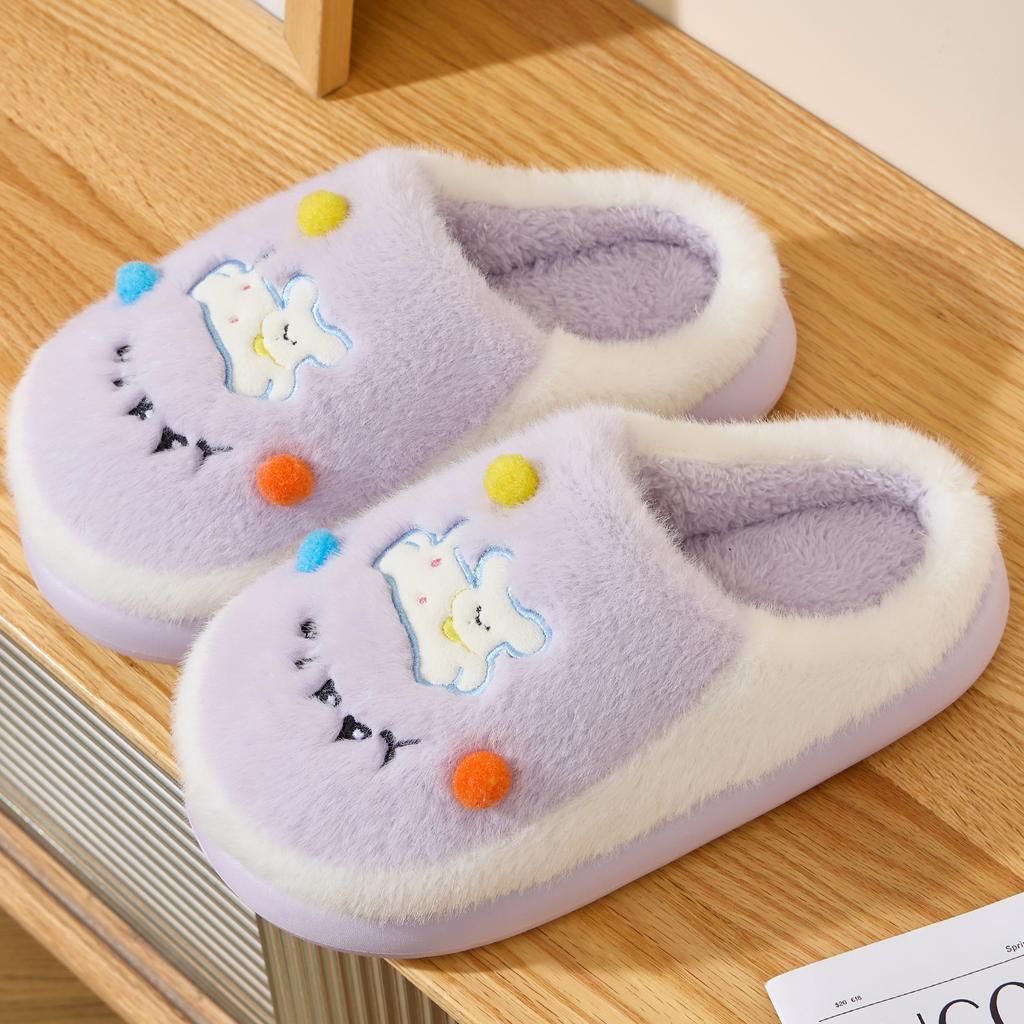 Cartoon Women Home Slippers Plush Warm Thick Bottom Slides Cute Soft Non-slip Slippers Indoor Outdoor Men Casual Slippers