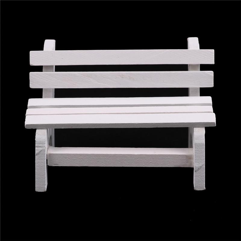 Biały Park Ławka Siedzisko Mikro Krajobraz Krzesło Rzemiosło Zabawki Dollhouse Home Decor
