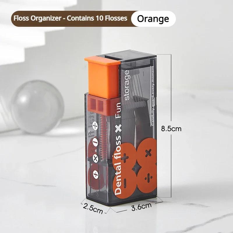 Mini Floss Box with Automatic Pop-Up Toothpick Holder, Portable Floss Stick Organizer and Dispenser