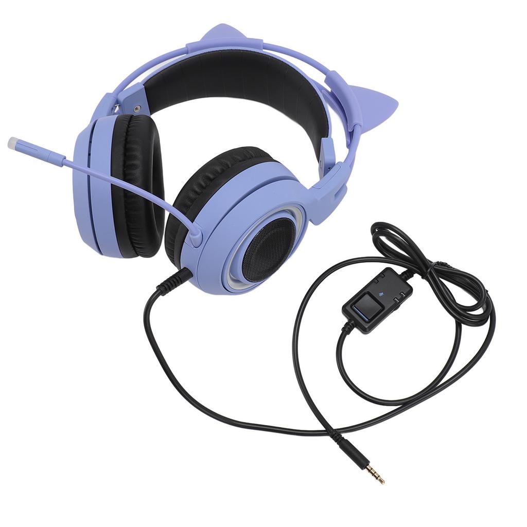 Gaming Hdset 3.5mm Plug Stereo Noise Reduction Cute Cat   Over r Hdphone with Mic for Girls for X BOX PC Phone