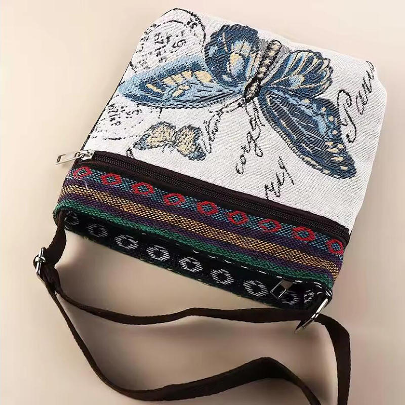 Retro Ethnic Style Shoulder Bag Canvas Embroidered Phone Crossbody Messenger Bag Travel Outdoor Casual Simple All-Mastch Women Small Bag
