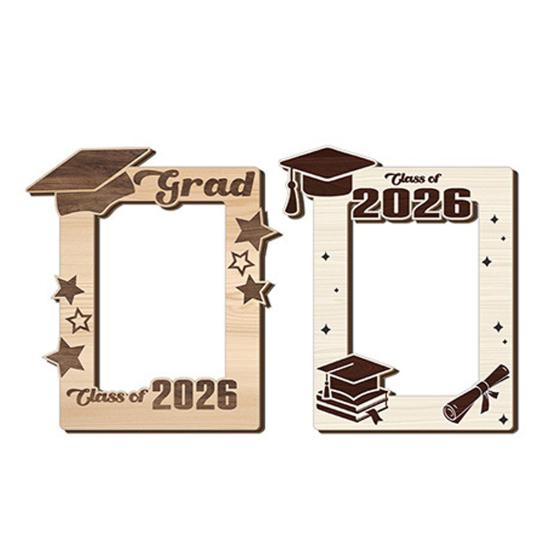 Graduation Photo Frame Class Picture Frame Tabletop of 2026 Wooden Standing Photo Display