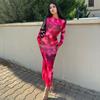 Vestidos de mujer de primavera y otoño con efecto tie-dye, manga larga, ajustados y con efecto tie-dye