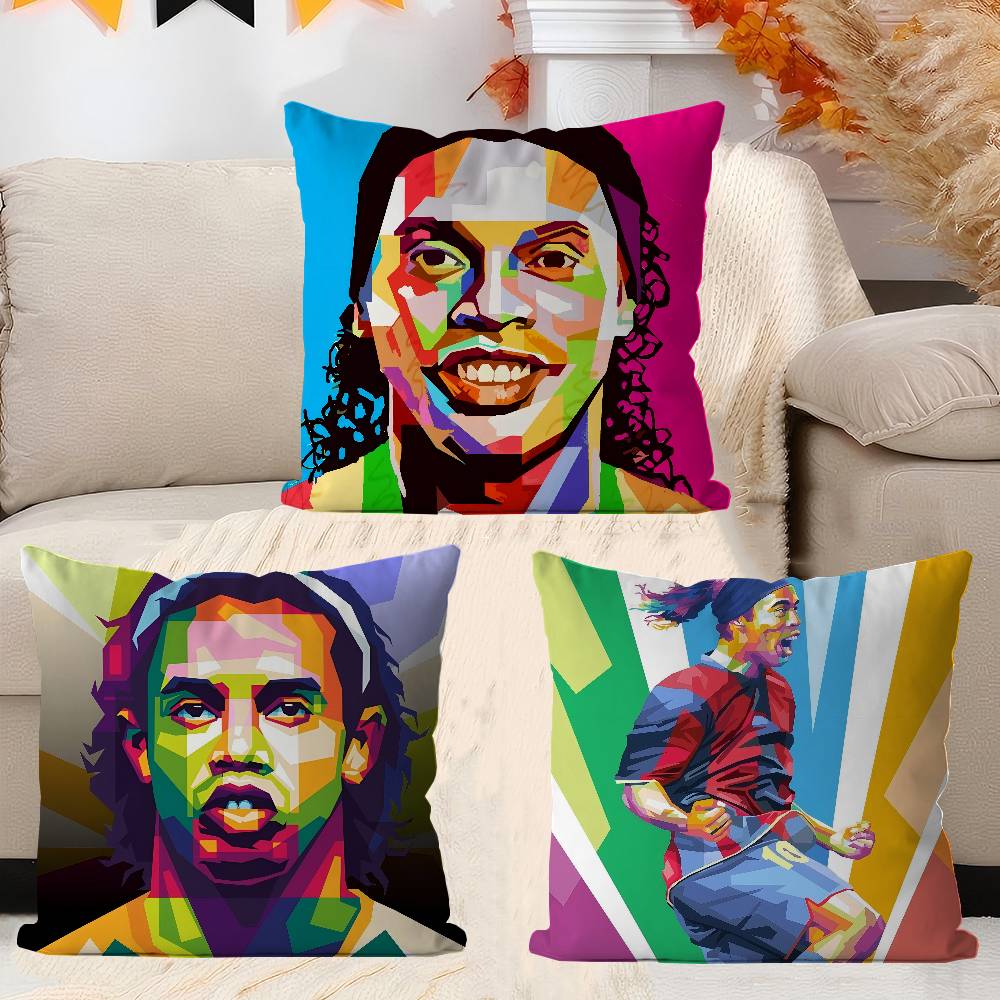 R-Ronaldinho Sport Football Star Pillow Cushion Cover Pillowcase Living Room Sofa Home Decor Customized