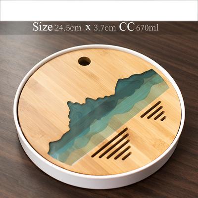 Plastic and Bamboo Tea Tray, Handmade Serving Tray, Kung Fu Tea Accessories
