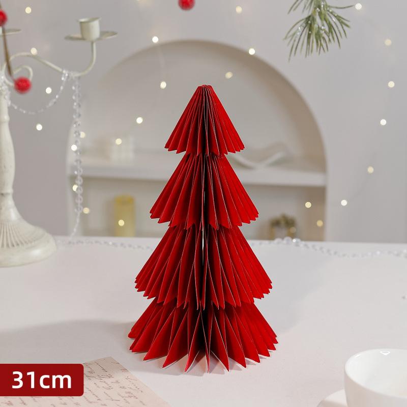 Christmas Decorations Three-dimensional Honeycomb Paper Folding Small Christmas Tree Desktop Ornaments Window Atmosphere Scene Layout