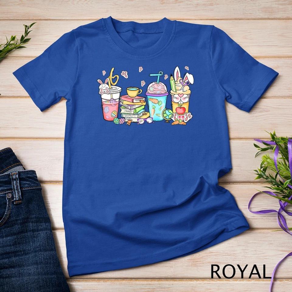 Happy Easter Bunny Coffee Lover Latte Iced Coffee Easter Day Unisex T-shirt 11 S