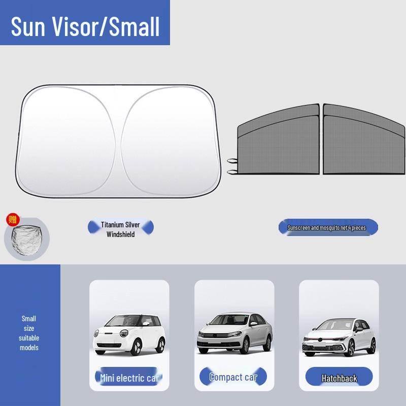 Silver-Coated Anti-Glare Car Sunshade Umbrella for Front and Side Windows.