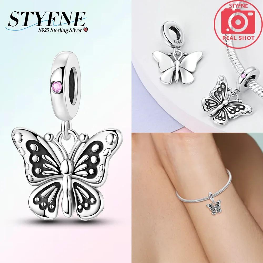 Exquisite Copper Blue Series Butterfly Beads Pendant Fit Bangle Charms Bracelet Diy Women Original Jewelry Gifts