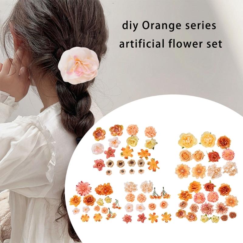 28/49Pcs Artificial Flower 4-10cm Realistic Flower Buds For Wedding Bouquets Baby Showers Decoration Hair Accessories