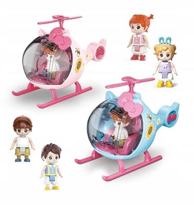 Helicopter with Opening Front Flap Cute Pink and Blue Figures