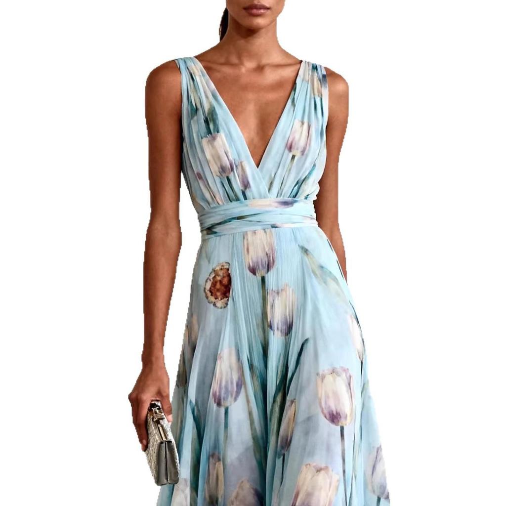 2026 European & American V-neck Resort Casual Party Dress