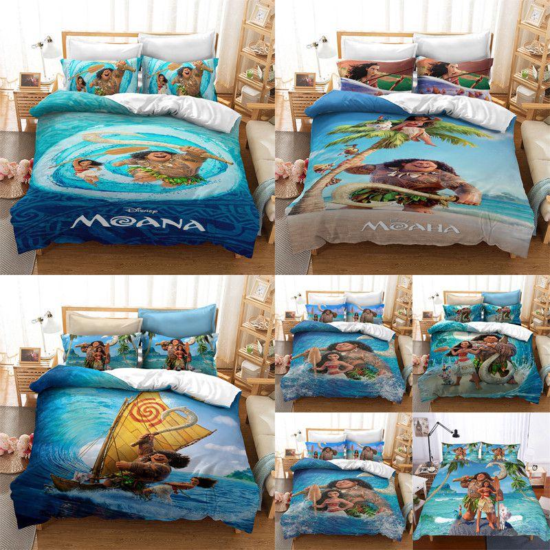 Ocean Maui Moana Bedding Set 3d Design Cartoon Duvet Cover Pillowcase King Queen