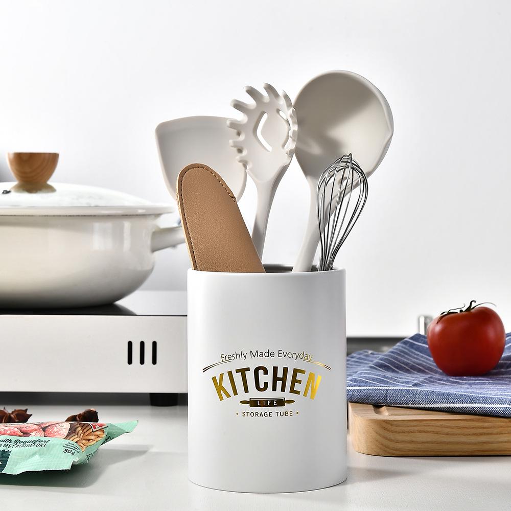 Silicone Kitchen 6-Piece Mini Cooking Set: Non-Stick Pan, Spatula, Spoon, Whisk, Storage Buckets.