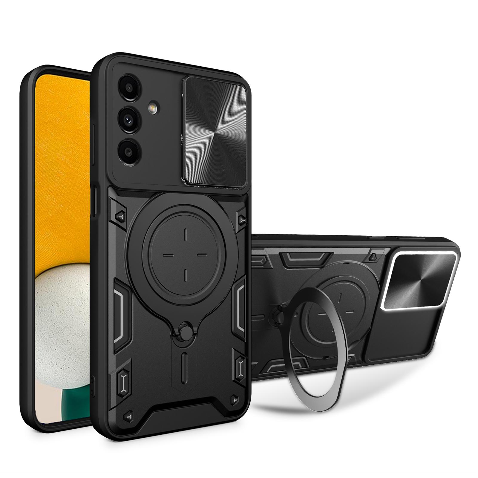 

Kickstand Back Cover for Samsung Galaxy A13 5G/A04s 4G (164.7 x 76.7 x 9.1 mm),TPU+PC Slide Lens Protection Phone Case Black