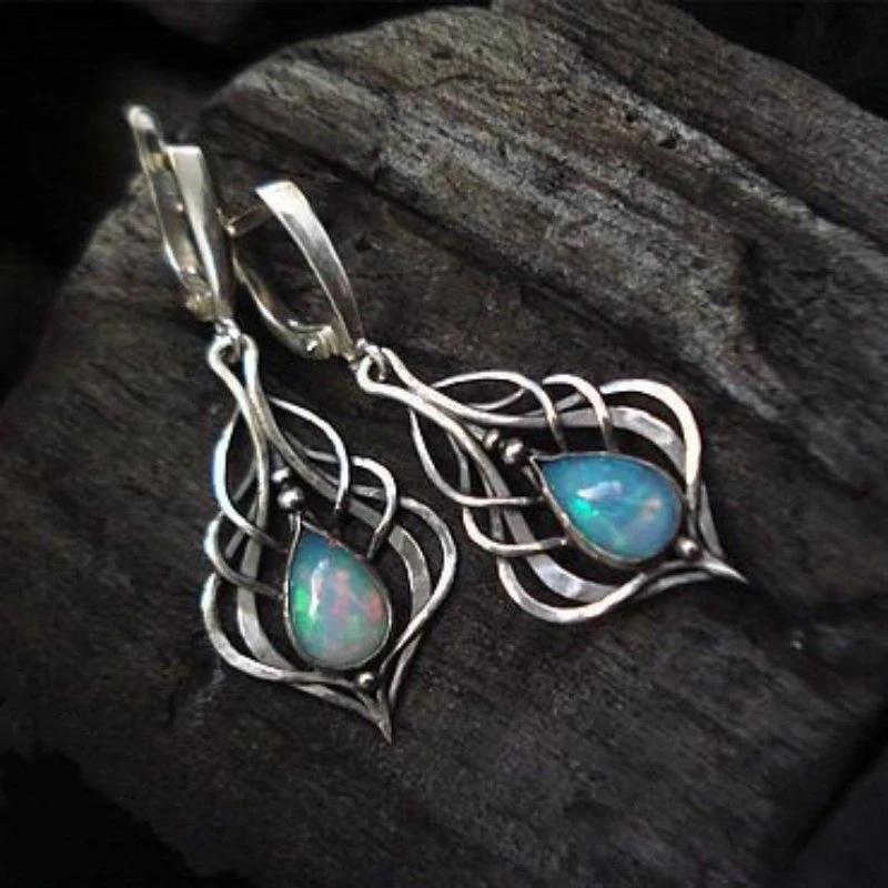 

Винтажные геометрические серьги-капли с разноцветными камнями, этнические серьги-подвески из металла медного цвета с полыми элементами для женщин