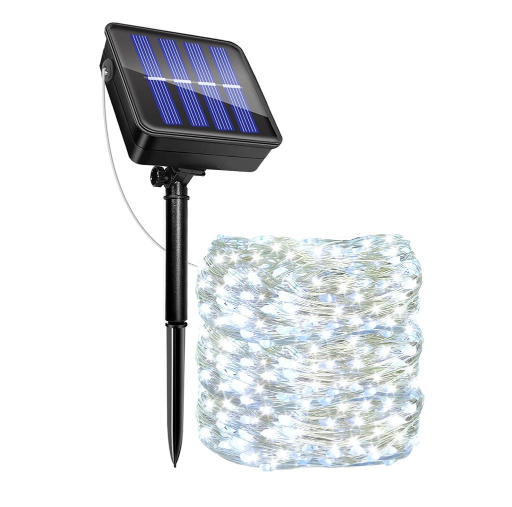 Solar Fairy Lights Outside Waterproof Solar String Lights Outdoor 8 Modes Silver Wire Solar Twinkle Lights Christmas Decor Lamp