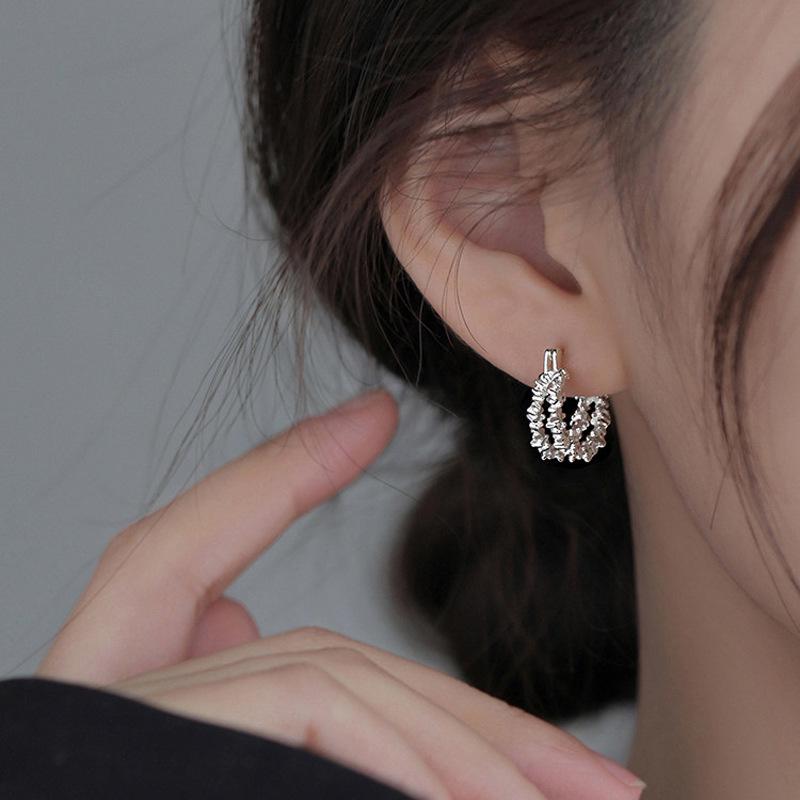 Elegant Double-Layer Silver Earrings for Women – 2025 Trendy High-End Design