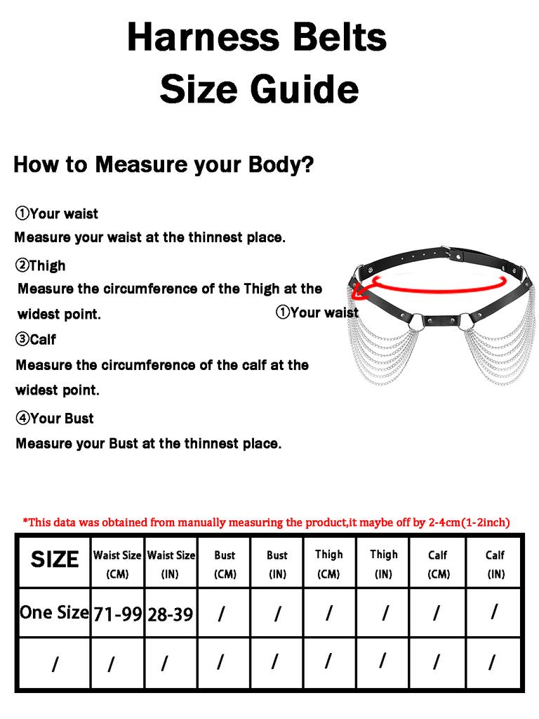 Uprząż na nogę dla kobiet Seksowny skórzany podwiązek na udo z łańcuchem Gotyckie egzotyczne akcesoria kostiumowe Modny skórzany pas biodrowy