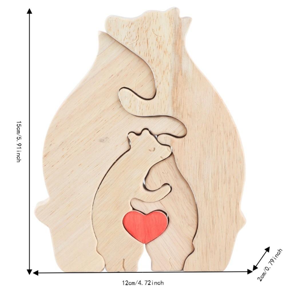 4.72x5.91x0.79in Beech Wood Bear Puzzle Ornament  Cabinet Surface Layout Craft
