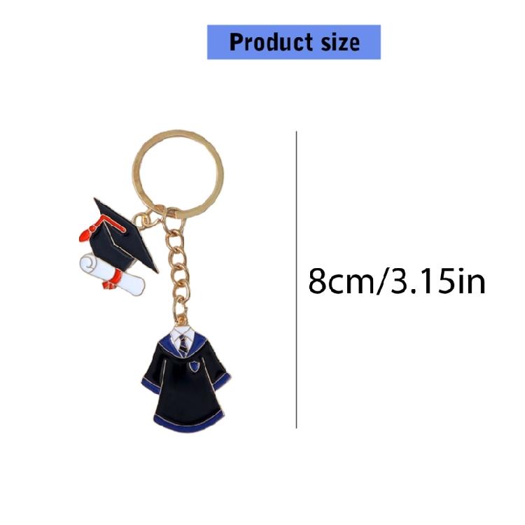 Colorful Mortarboard Academic Dress Charm Keychain Unisex Alloy Keyring Bag Pendant Graduation Ceremony Souvenir