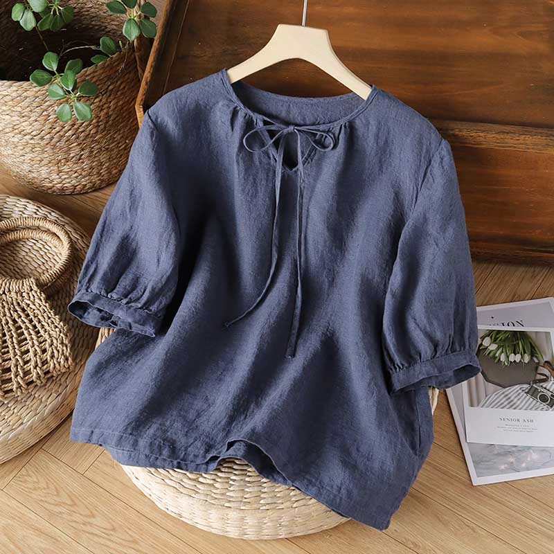 T-shirt for Women Summer Large Size Cotton Solid Color Soft Loose Casual Pullover T-shirt Top