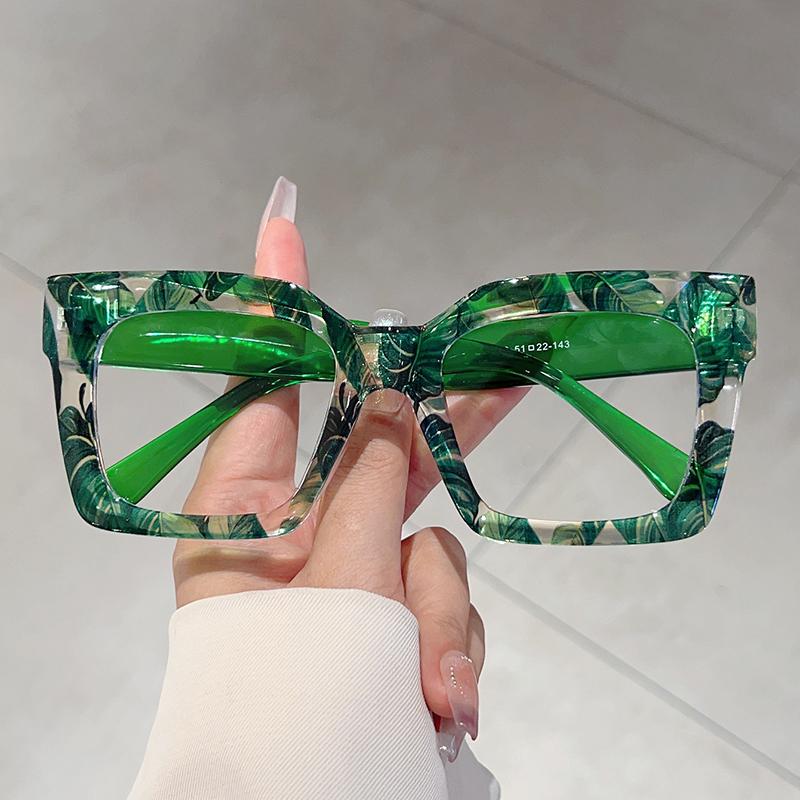 Fashion Colorful Stripe Oversize Glasses Stylish Brand Design Eyewear Personalized Square Decor Chic Frame for Women's