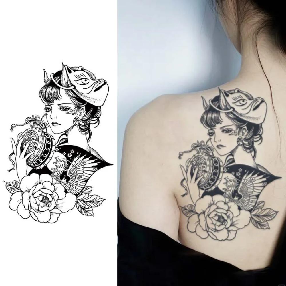 Geisha Giapponese, Durata 1-2 Settimane Impermeabile, Adesivi Tatuaggi Temporanei, Tatuaggi Finti Realistici Semi-Permanenti per Braccio.