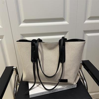 Canvas Shoulder Bag Large Capacity Tote Bag with Double Handles Lightweight Durable Design for Everyday Use Work and Travel