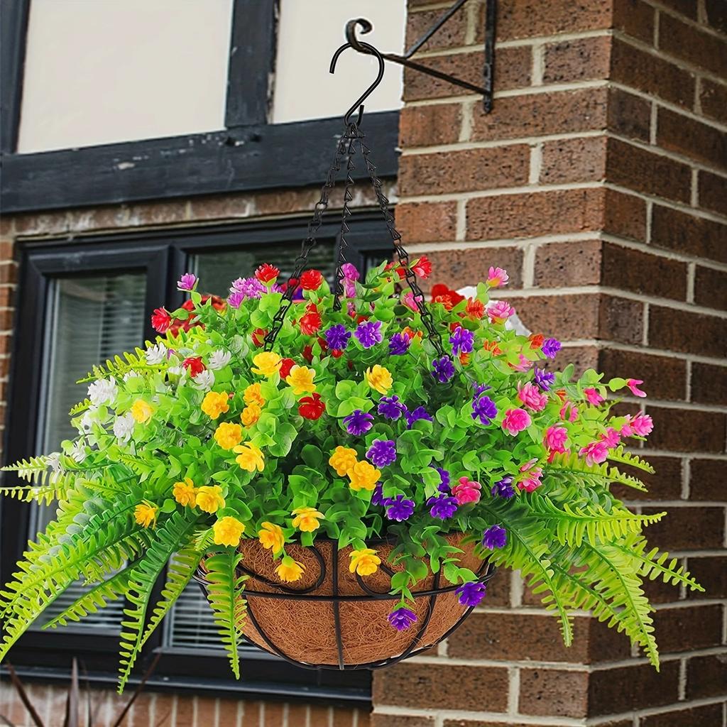 10pcs Artificial Flower, Outdoor UV Resistant Outdoors Fake Plant, Faux Plastic Flower - Outside  Home Window Decoration