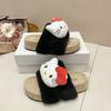 Going Out Thick-soled Fluffy Cotton Slippers Cute Cartoon Warm Fluffy Slippers Women's Outer Wear Season