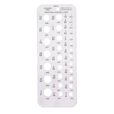 Fractional Size Drill Gauge 116?12in Stainless Steel Bolt Wire Diameter Index for Accurate
